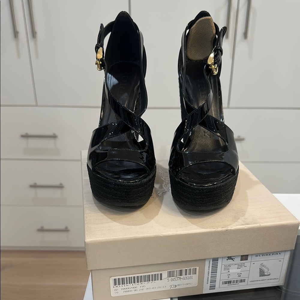 Burberry Black Espadrilles with Wide Strap
